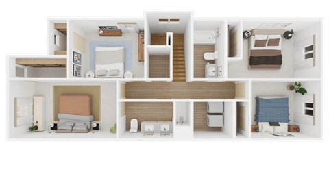 Floor plan for 4 beds, 2.5 baths, 1523 sqft